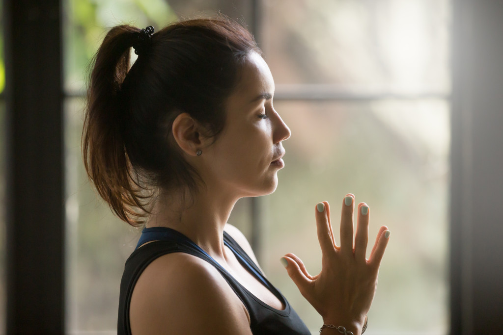 a person meditating