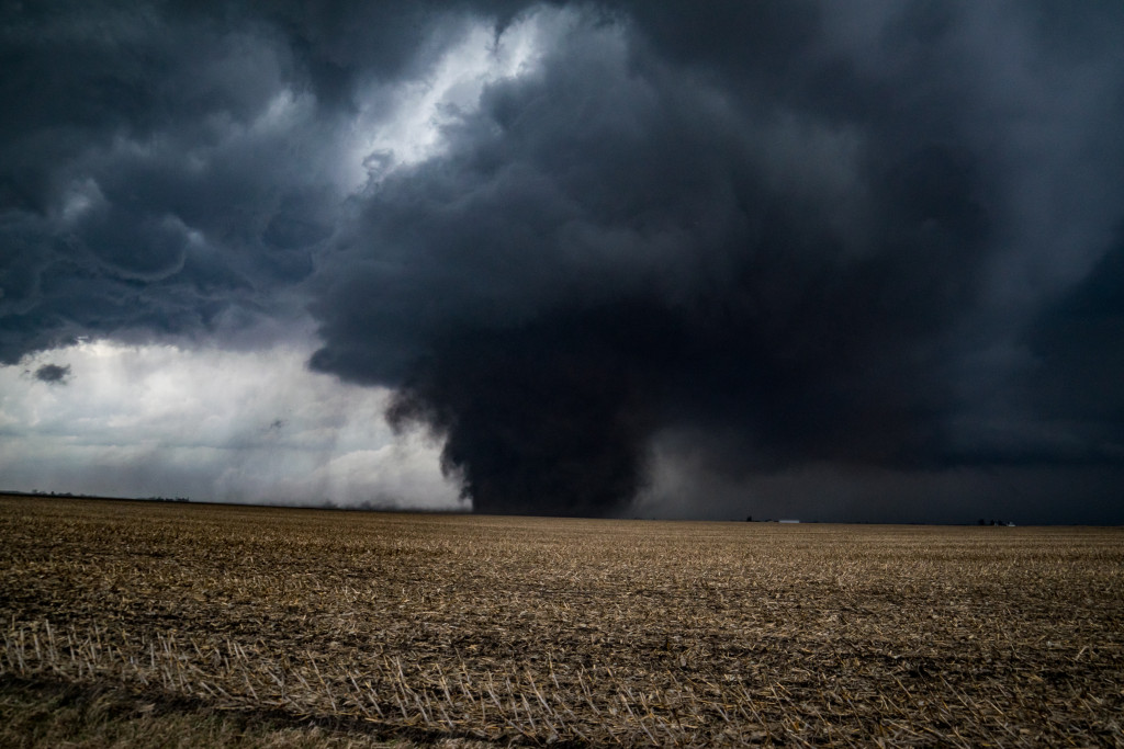 A tornado forming in the horizon