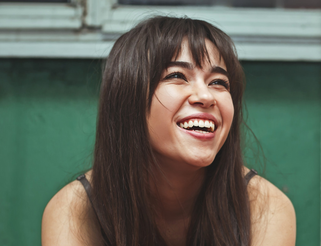 A happy and smiling woman