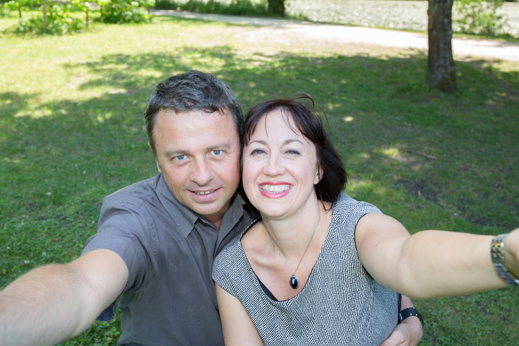 A couple taking a selfie together