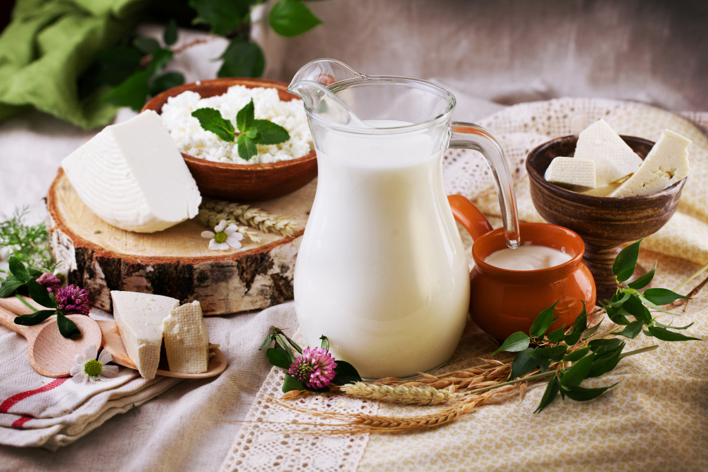 Aesthetic dairy products on a table