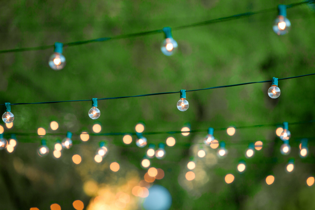 string lights in backyard